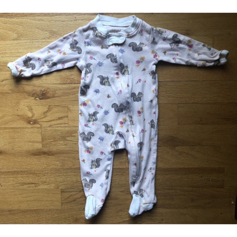 Burts Bees 0-3M Squirrel Zip Up Footie